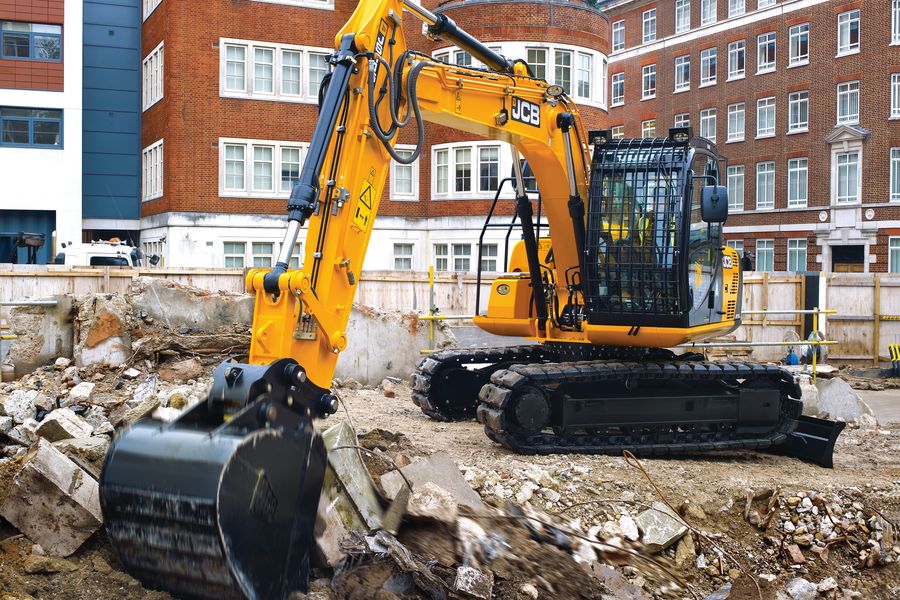 Tracked excavator, application, demolition site